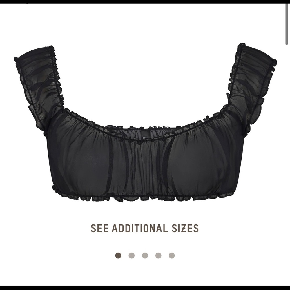 SKIMS Romance Chiffon Crop Top Onyx Size Large